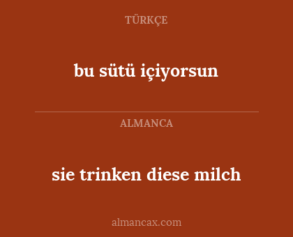 sie trinken diese milch - bu sütü içiyorsun