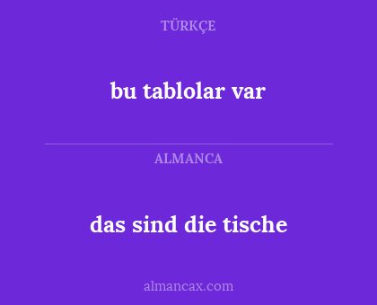 bu tablolar var - das sind die tische
