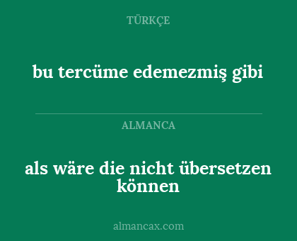 als wäre die nicht übersetzen können - bu tercüme edemezmiş gibi