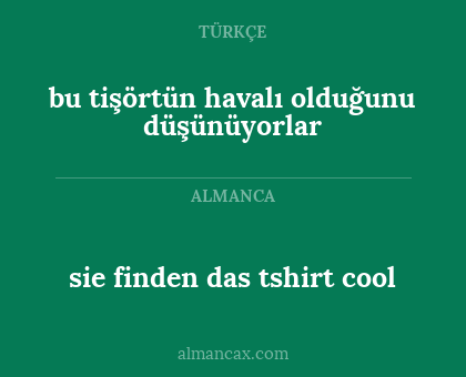 bu tişörtün havalı olduğunu düşünüyorlar - sie finden das tshirt cool