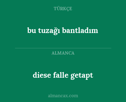 bu tuzağı bantladım - diese falle getapt
