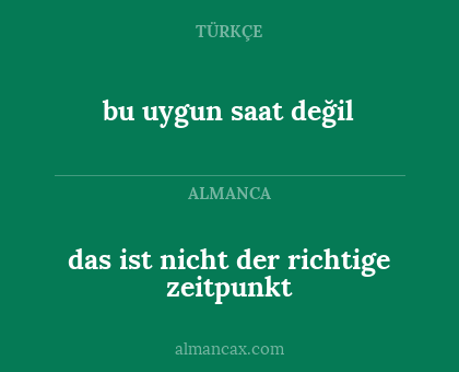 das ist nicht der richtige zeitpunkt - bu uygun saat değil