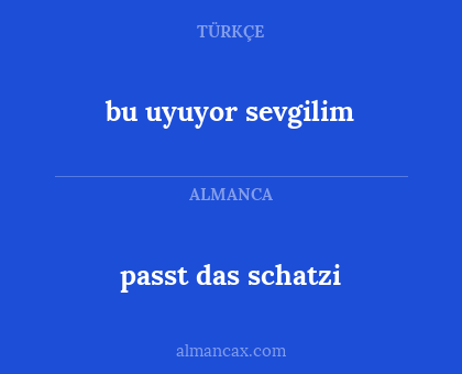 passt das schatzi - bu uyuyor sevgilim