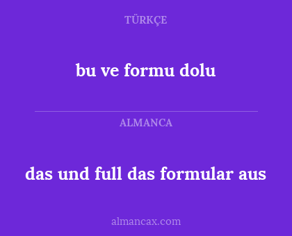 das und full das formular aus - bu ve formu dolu