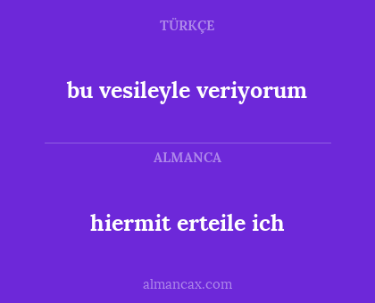 hiermit erteile ich - bu vesileyle veriyorum