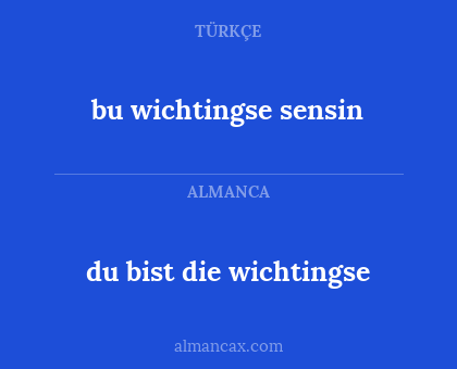 bu wichtingse sensin - du bist die wichtingse