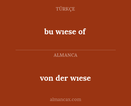 bu wıese of - von der wıese