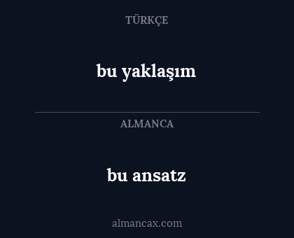 bu yaklaşım - bu ansatz