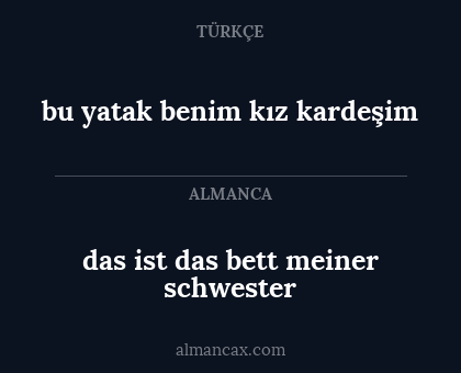 das ist das bett meiner schwester - bu yatak benim kız kardeşim