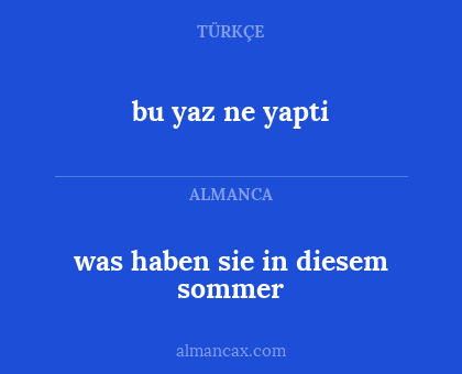 bu yaz ne yapti - was haben sie in diesem sommer