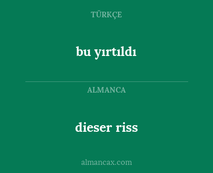 bu yırtıldı - dieser riss