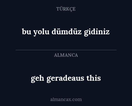 bu yolu dümdüz gidiniz - geh geradeaus this