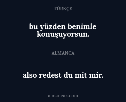 bu yüzden benimle konuşuyorsun. - also redest du mit mir.