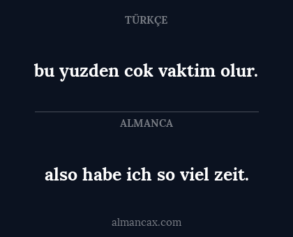 also habe ich so viel zeit. - bu yuzden cok vaktim olur.