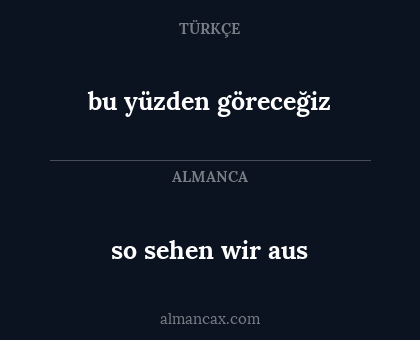bu yüzden göreceğiz - so sehen wir aus