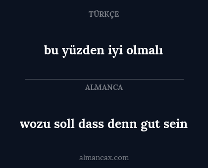 wozu soll dass denn gut sein - bu yüzden iyi olmalı