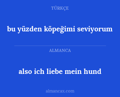 also ich liebe mein hund - bu yüzden köpeğimi seviyorum