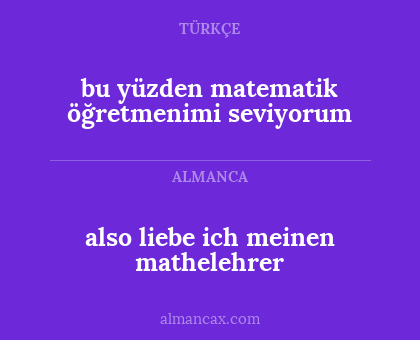 bu yüzden matematik öğretmenimi seviyorum - also liebe ich meinen mathelehrer
