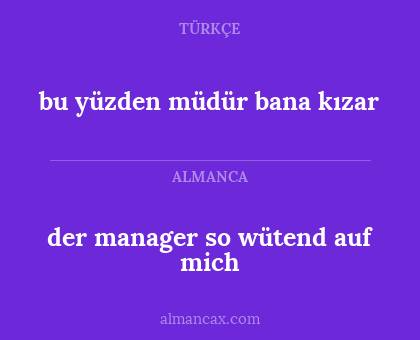 bu yüzden müdür bana kızar - der manager so wütend auf mich