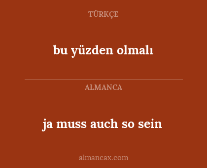 bu yüzden olmalı - ja muss auch so sein