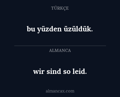 bu yüzden üzüldük. - wir sind so leid.