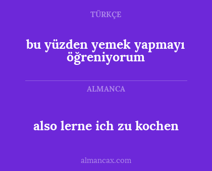 also lerne ich zu kochen - bu yüzden yemek yapmayı öğreniyorum