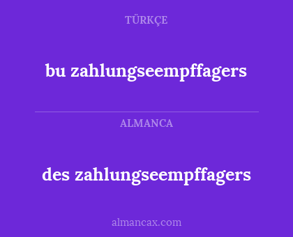 bu zahlungseempffagers - des zahlungseempffagers