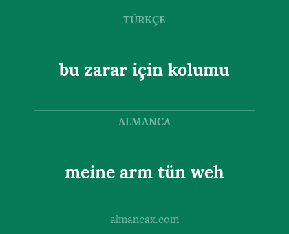 bu zarar için kolumu - meine arm tün weh