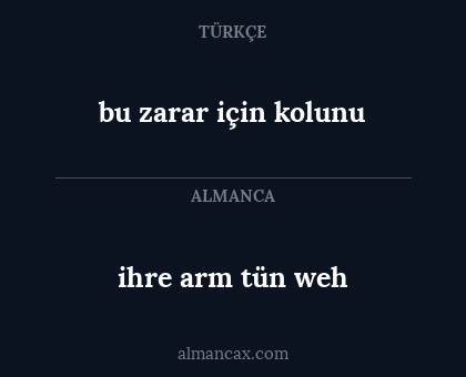 bu zarar için kolunu - ihre arm tün weh