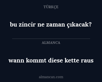 bu zincir ne zaman çıkacak? - wann kommt diese kette raus