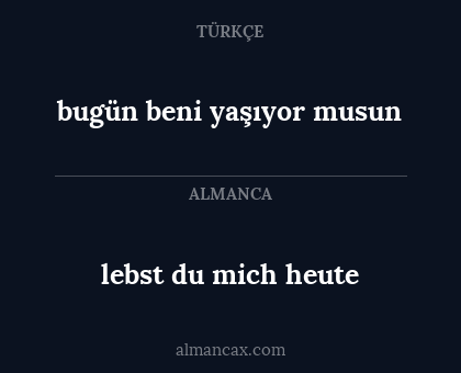 lebst du mich heute - bugün beni yaşıyor musun