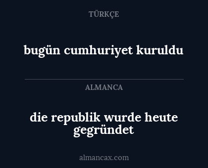 die republik wurde heute gegründet - bugün cumhuriyet kuruldu