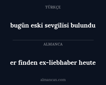 bugün eski sevgilisi bulundu - er finden ex-liebhaber heute