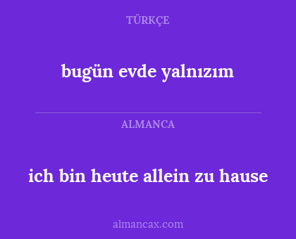 bugün evde yalnızım - ich bin heute allein zu hause
