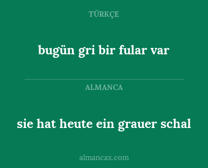 bugün gri bir fular var - sie hat heute ein grauer schal