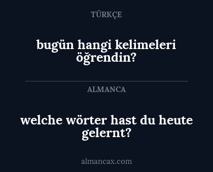 bugün hangi kelimeleri öğrendin? - welche wörter hast du heute gelernt?