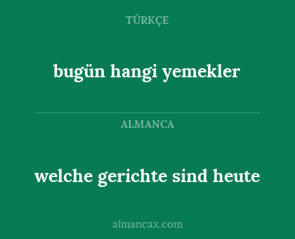 welche gerichte sind heute - bugün hangi yemekler