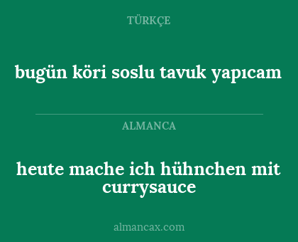 bugün köri soslu tavuk yapıcam - heute mache ich hühnchen mit currysauce
