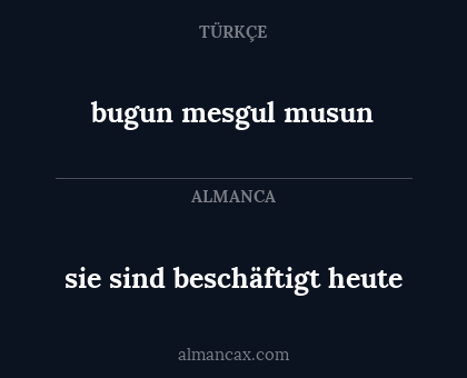 sie sind beschäftigt heute - bugun mesgul musun