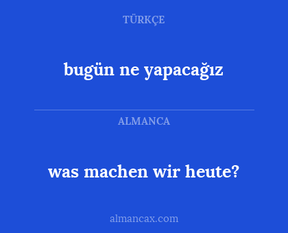 bugün ne yapacağız - was machen wir heute?
