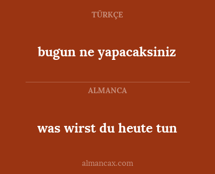 bugun ne yapacaksiniz - was wirst du heute tun