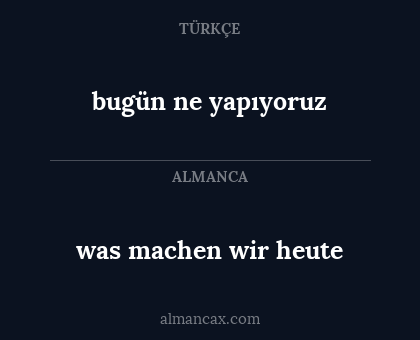 bugün ne yapıyoruz - was machen wir heute