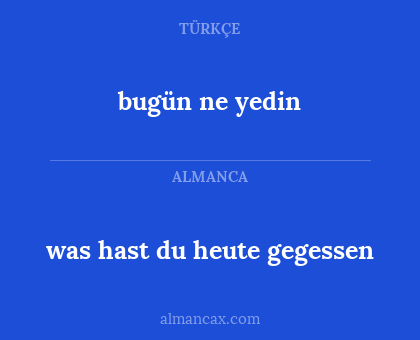 bugün ne yedin - was hast du heute gegessen