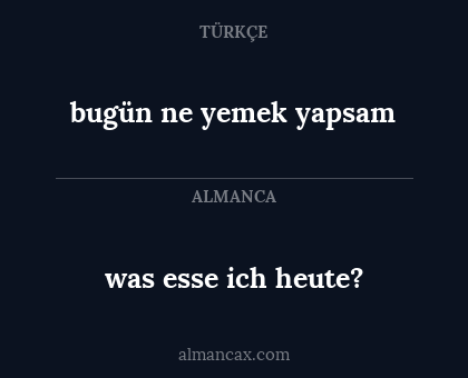was esse ich heute? - bugün ne yemek yapsam