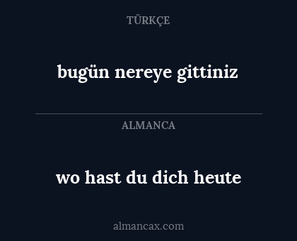 bugün nereye gittiniz - wo hast du dich heute