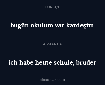 bugün okulum var kardeşim - ich habe heute schule, bruder