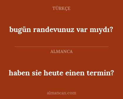 bugün randevunuz var mıydı? - haben sie heute einen termin?