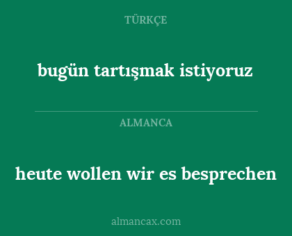 heute wollen wir es besprechen - bugün tartışmak istiyoruz