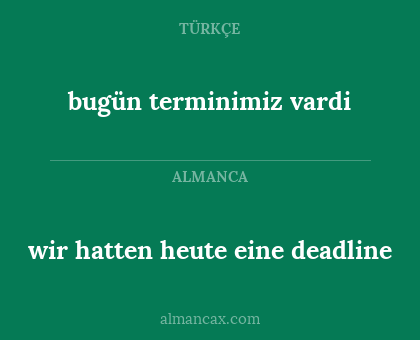 bugün terminimiz vardi - wir hatten heute eine deadline