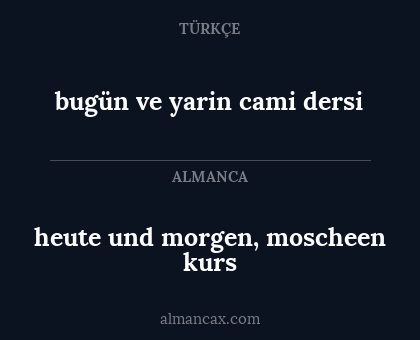 bugün ve yarin cami dersi - heute und morgen, moscheen kurs